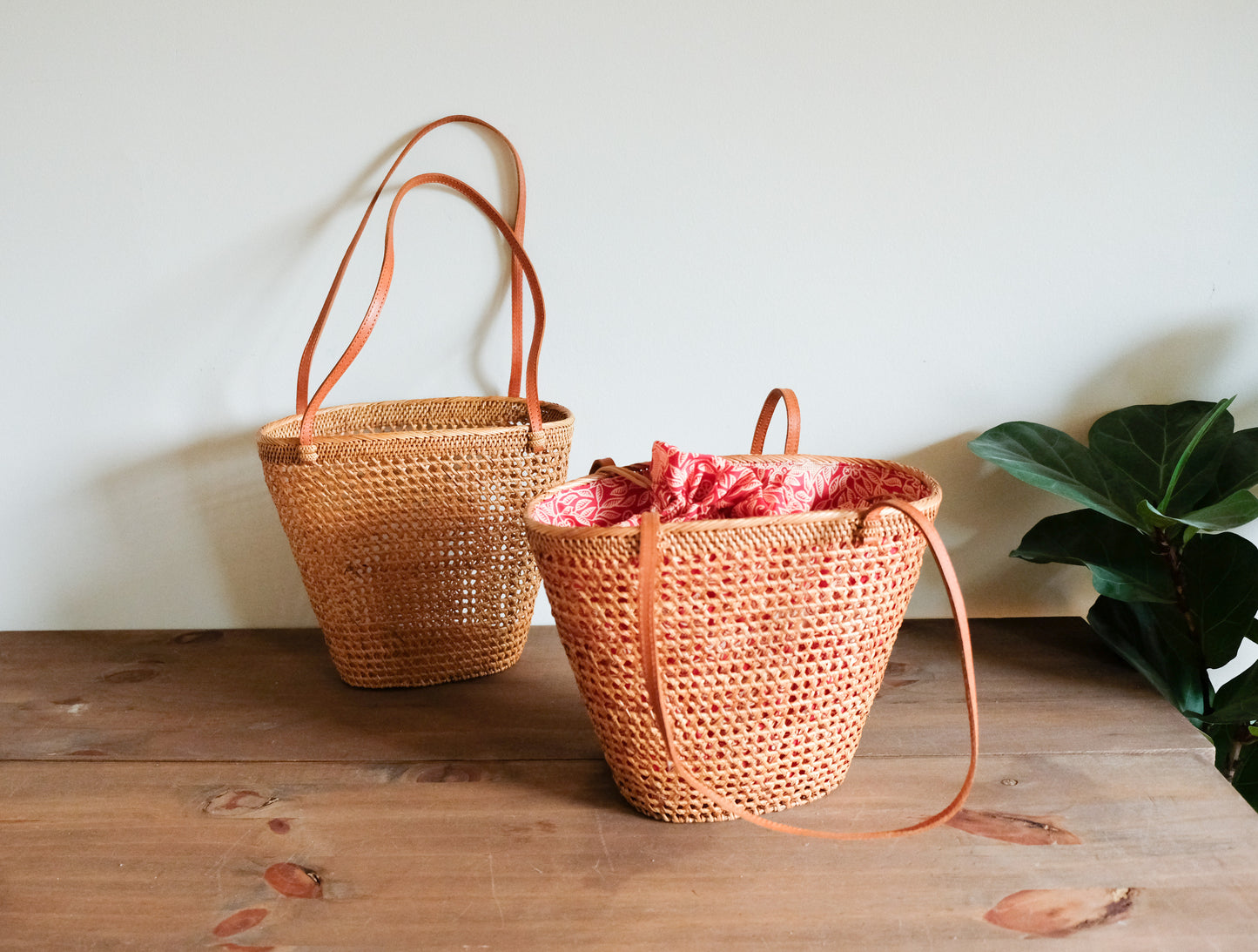 Petite Kailani top handle rattan bag
