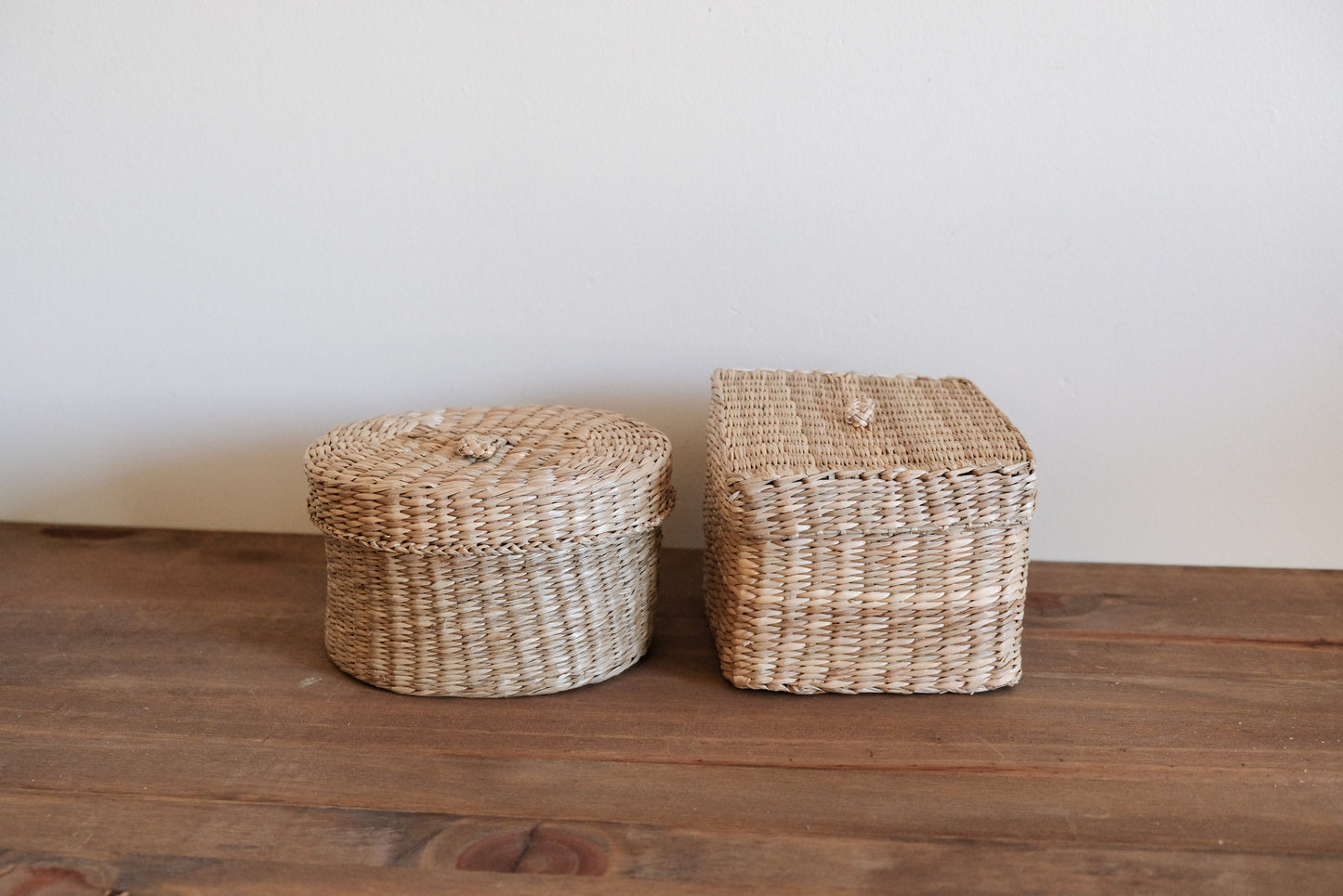 Nested Seagrass Baskets in Square and Oval