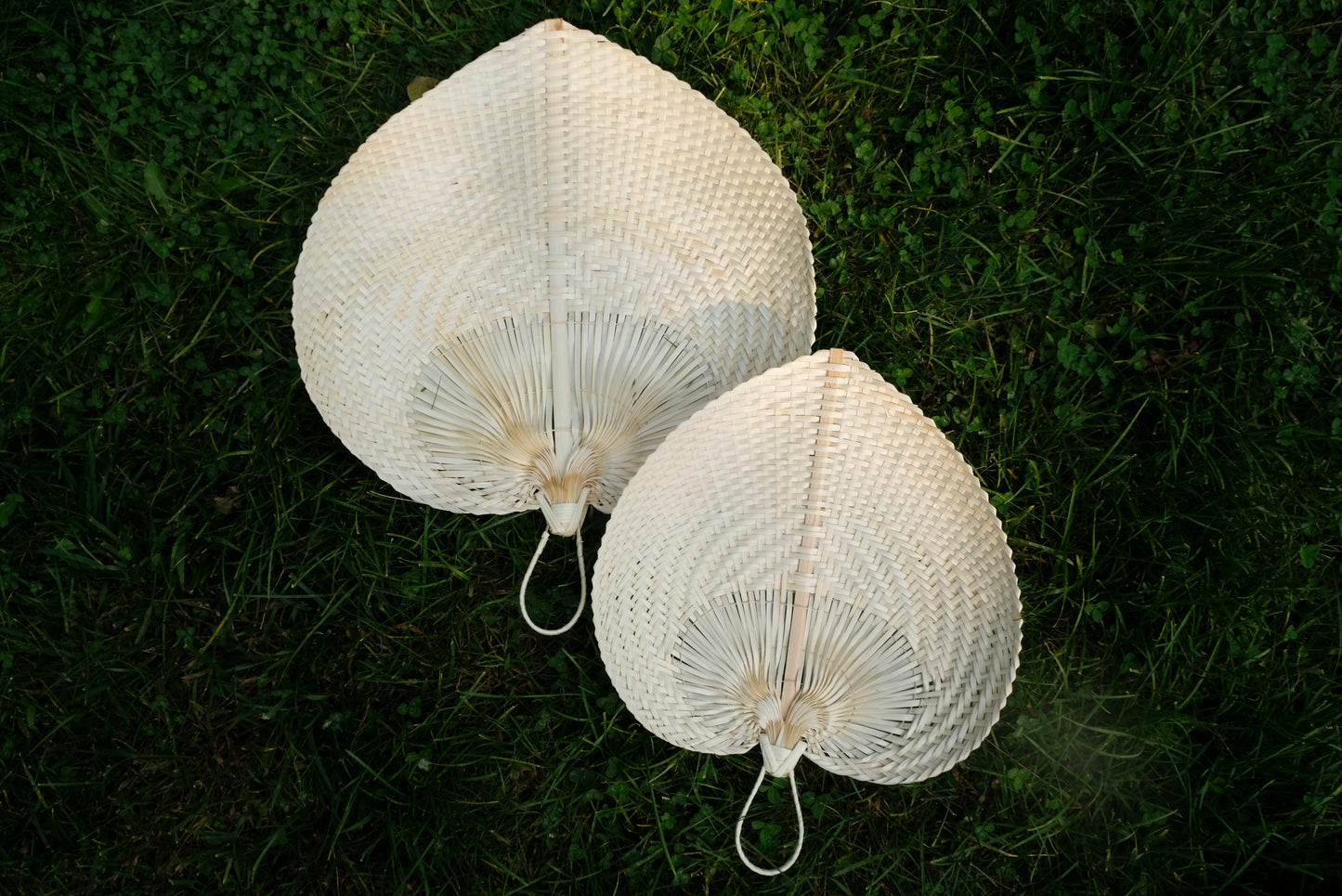 Handwoven Straw Fan - White
