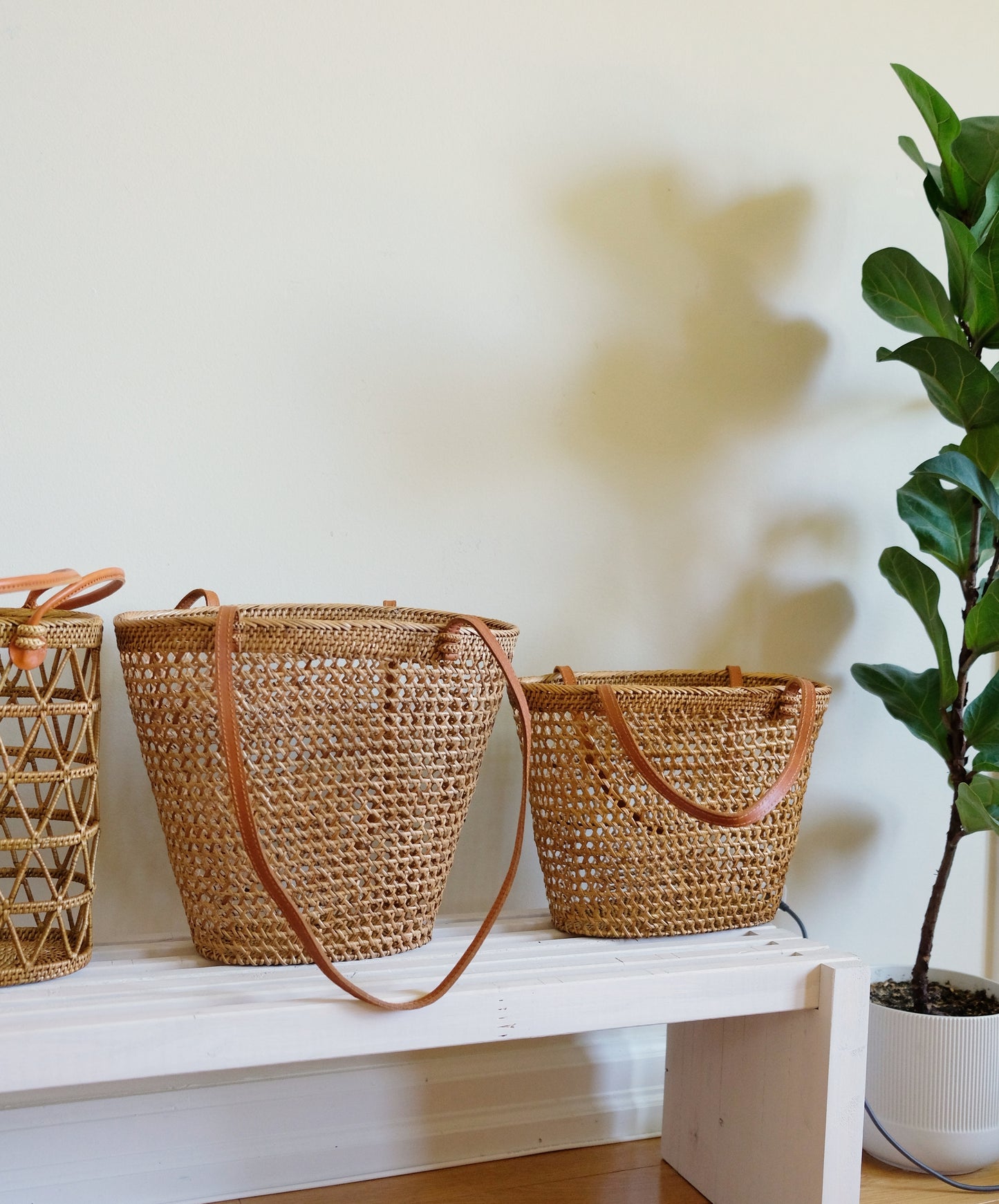 Petite Kailani top handle rattan bag