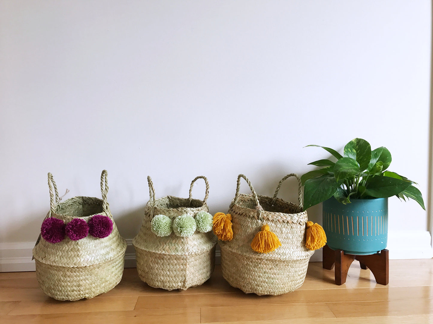 Belly Basket with Yellow Mustard Tassel