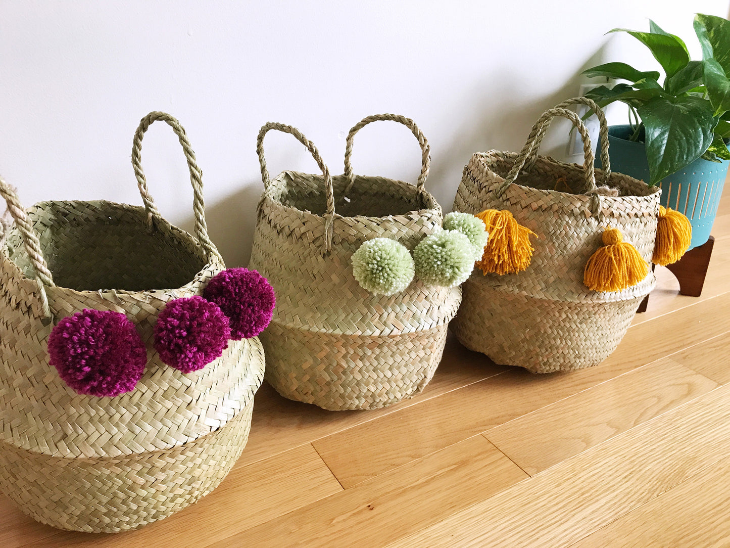Belly Basket with Yellow Mustard Tassel
