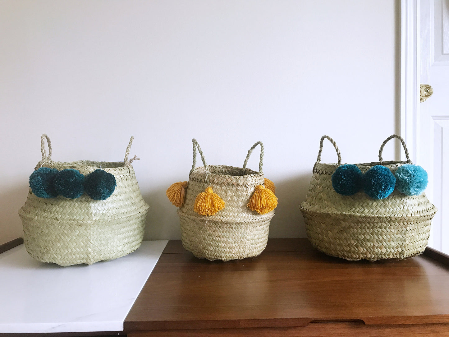 Belly Basket with Yellow Mustard Tassel