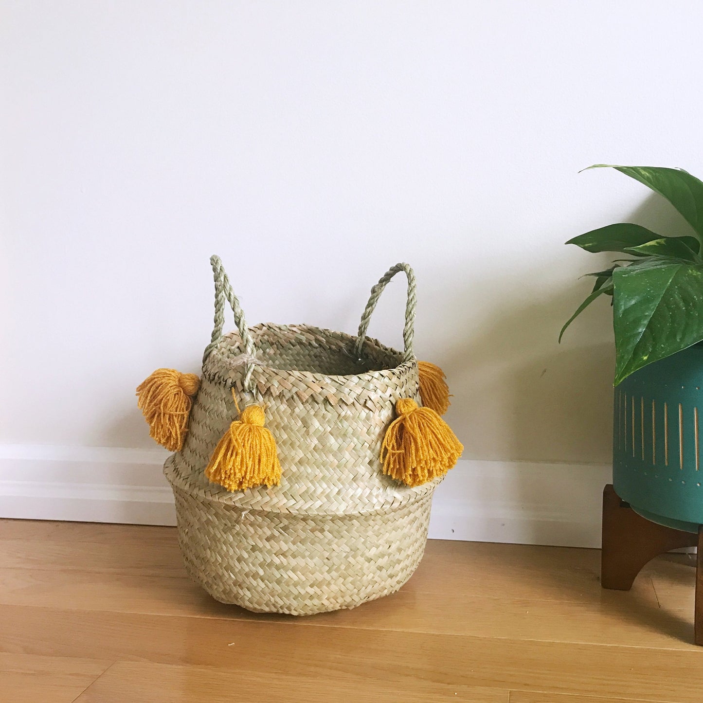 Belly Basket with Yellow Mustard Tassel