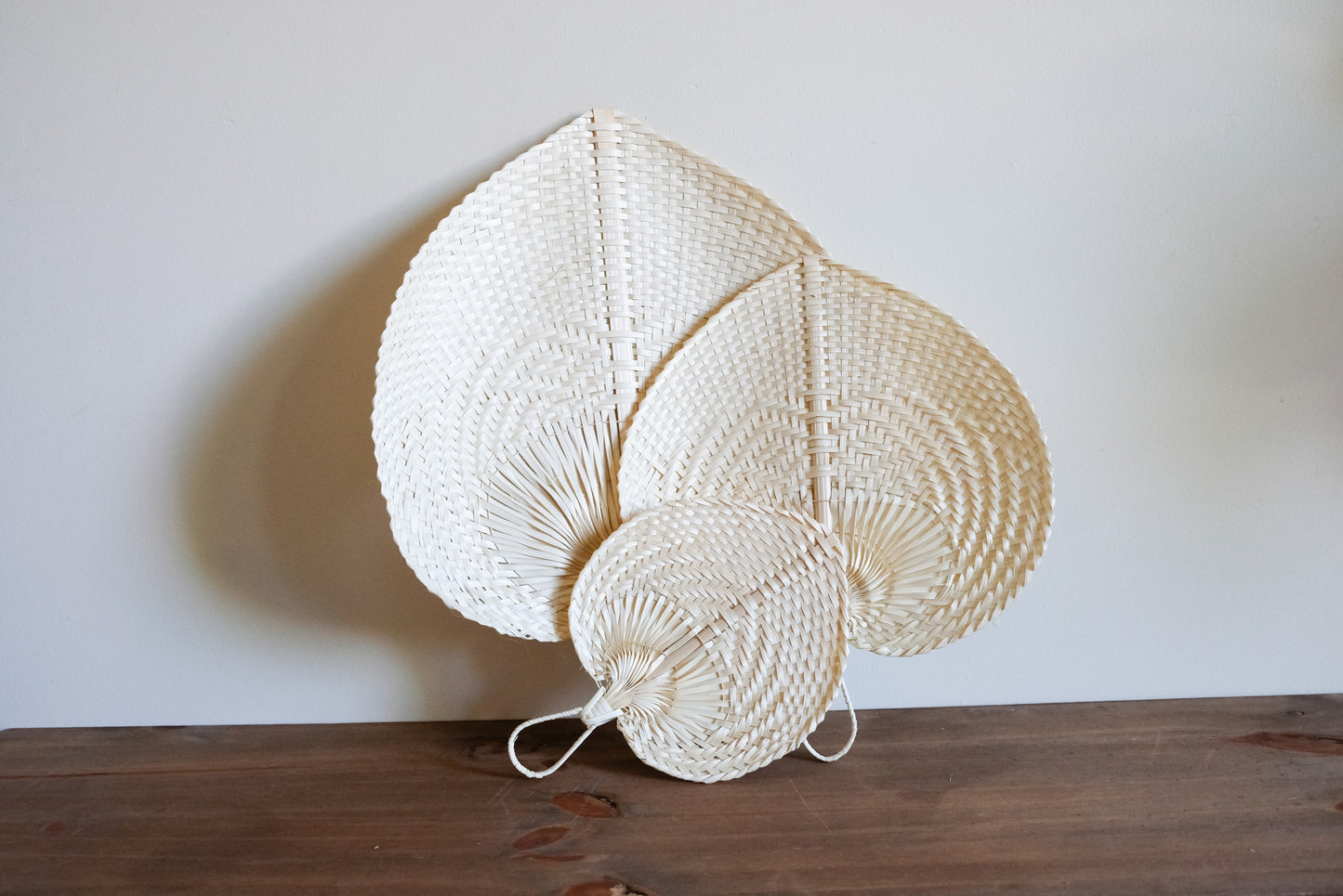Handwoven Straw Fan - White
