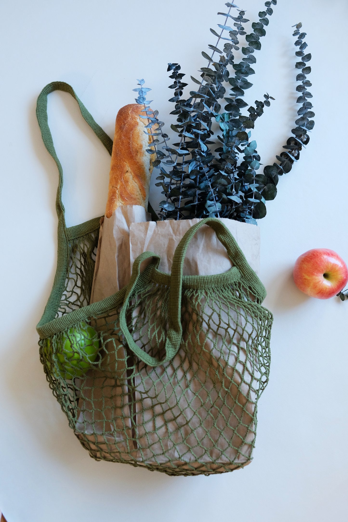 Olive Long Net Market Bag