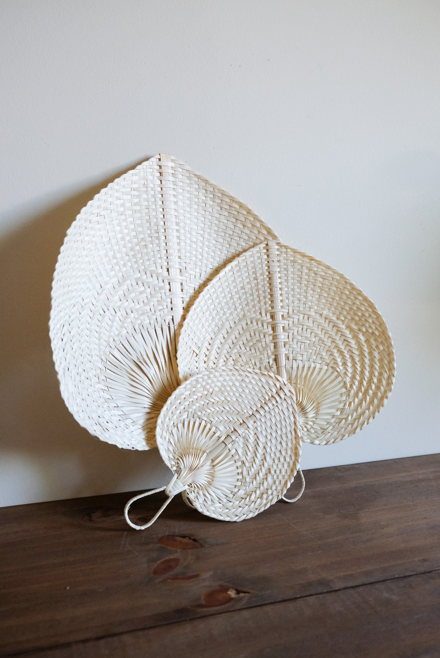 Handwoven Straw Fan - White