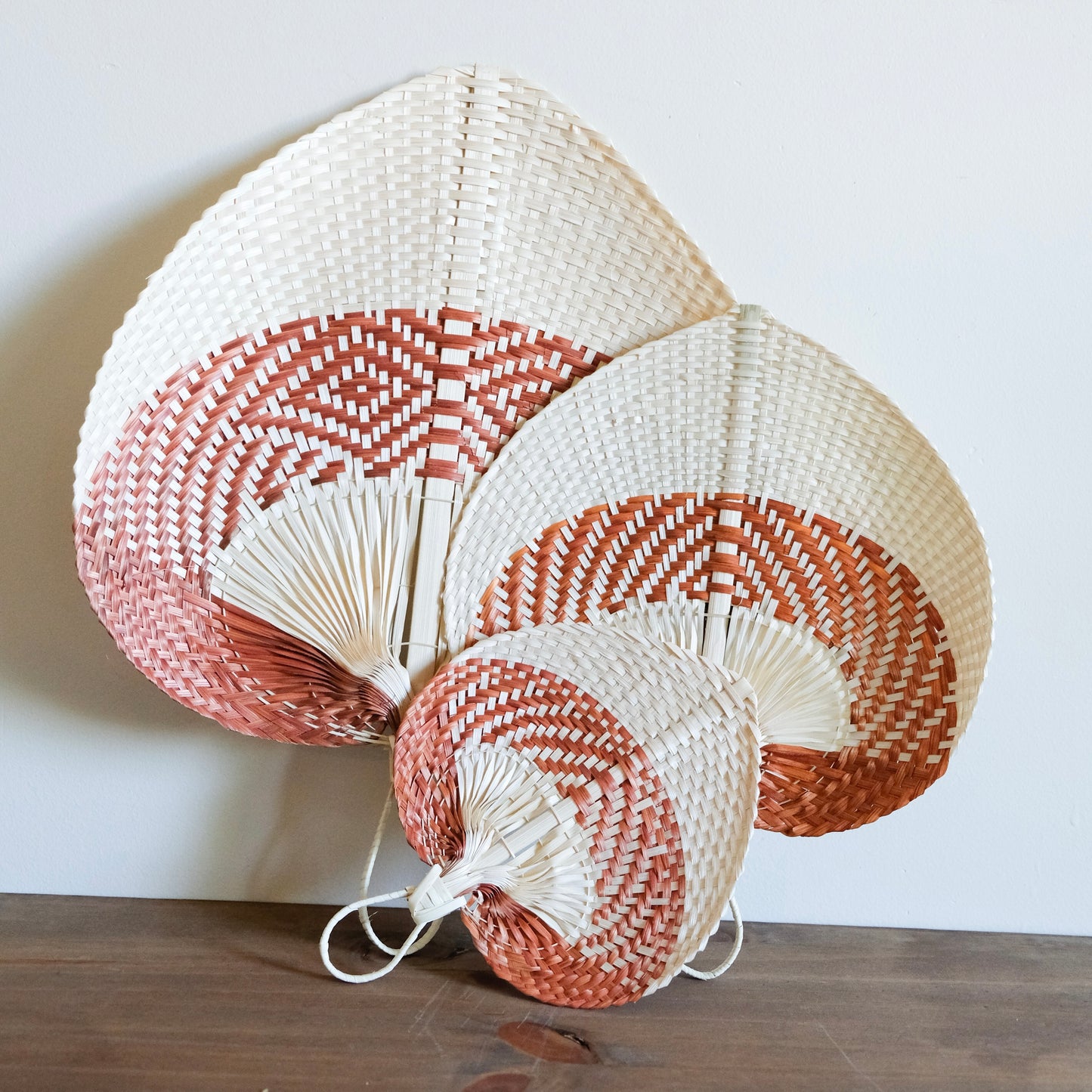 Burnt Orange Handwoven Straw Fan