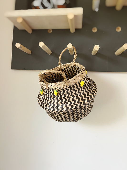 Lemon Handwoven Foldable  Basket