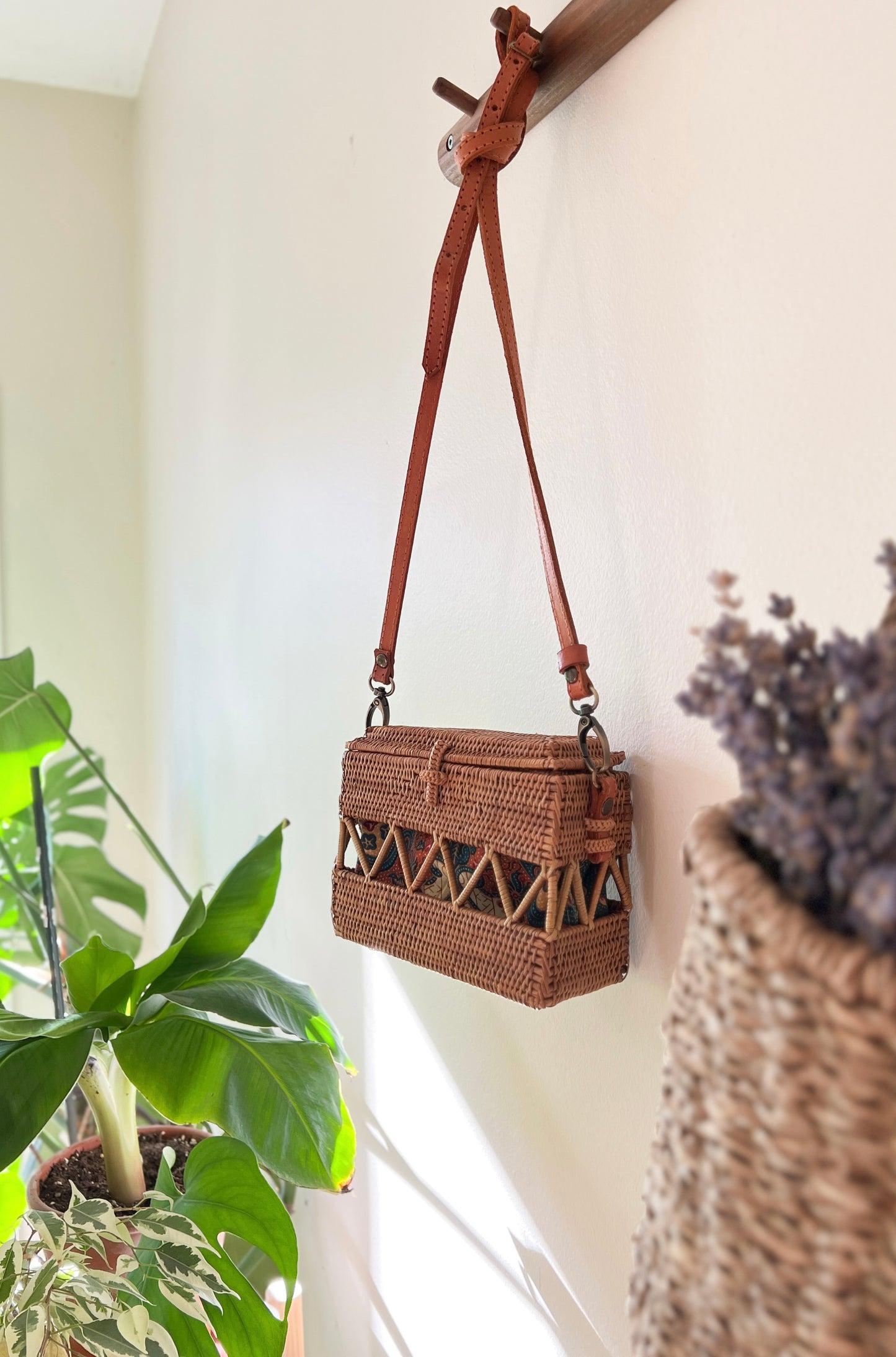 Mini Rectangle Rattan Crossbody Bag