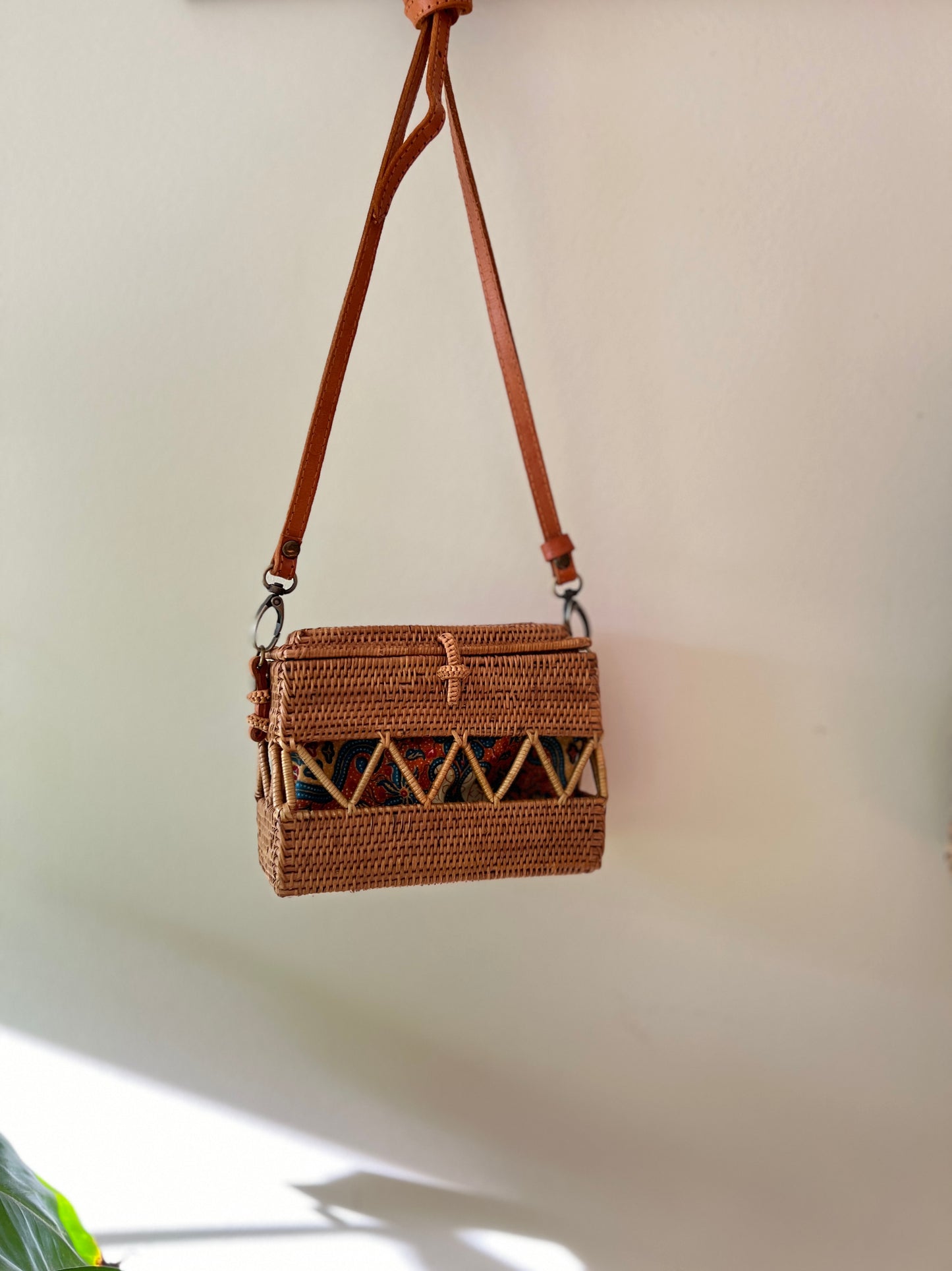 Mini Rectangle Rattan Crossbody Bag