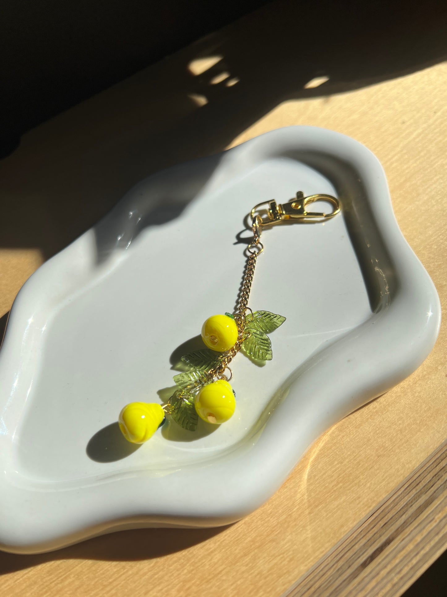 Glass Yellow Pear Bag Charm