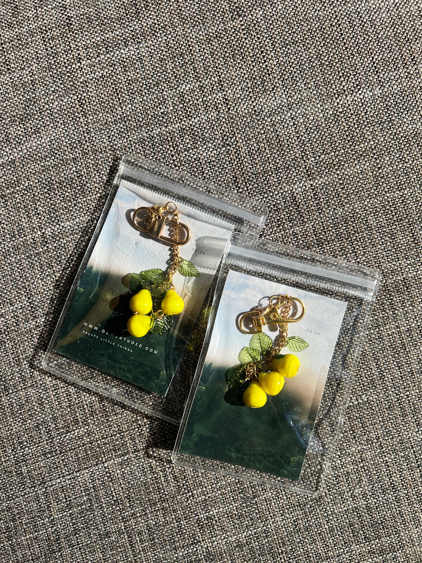 Glass Yellow Pear Bag Charm
