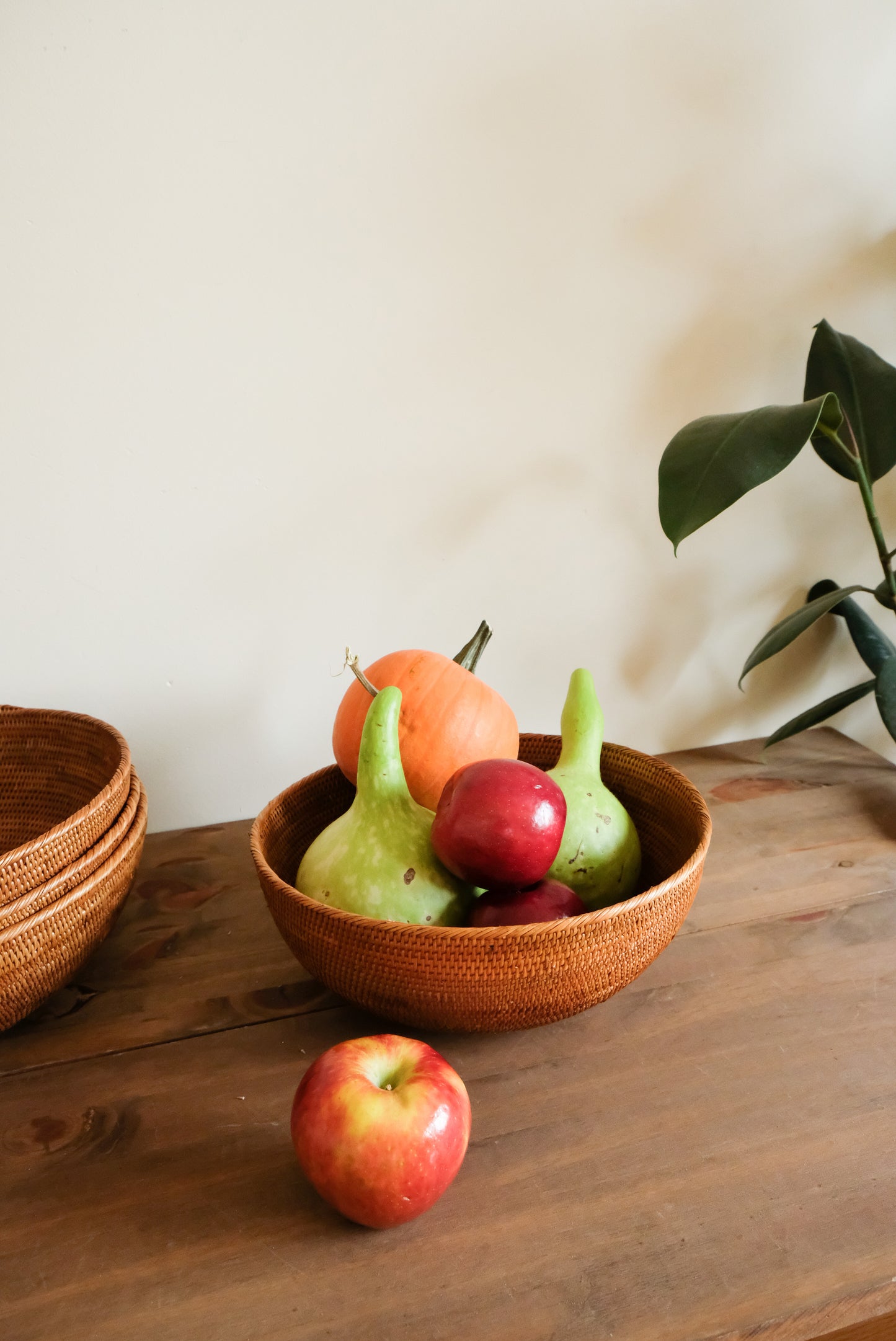 Round Rattan Fruit Bowl