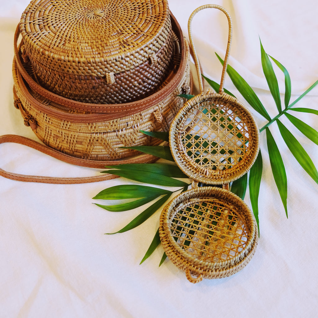 Hand Woven Rattan/ Straw Bag/Purse/ Tote Bamboo Handle Zip Close Applique  Sequin | eBay