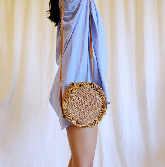 SOL Round Rattan Crossbody  bag