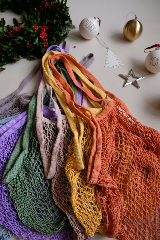 Burnt Orange Long Net Market Bag