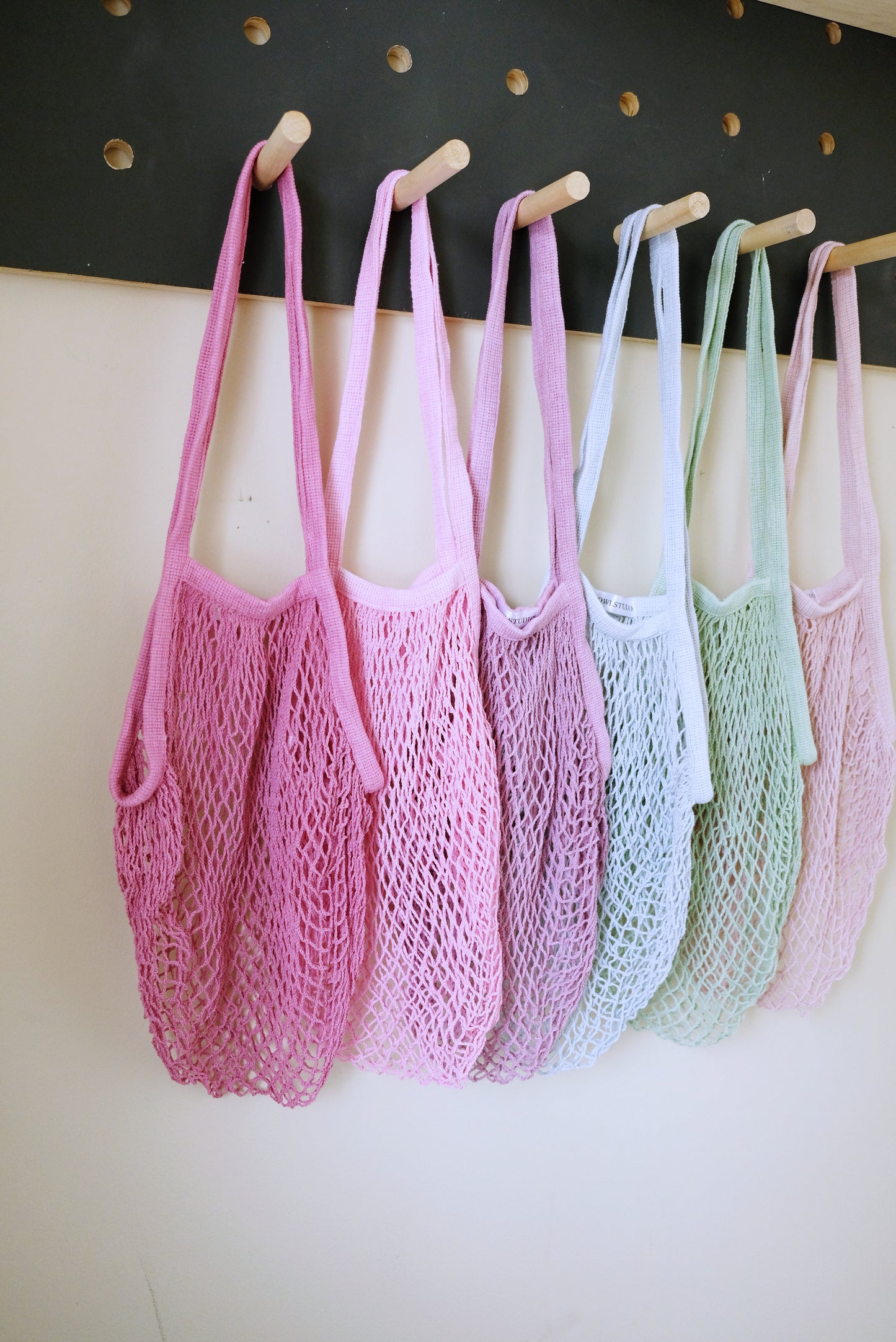 Market String Bag, net bag in soft pastel