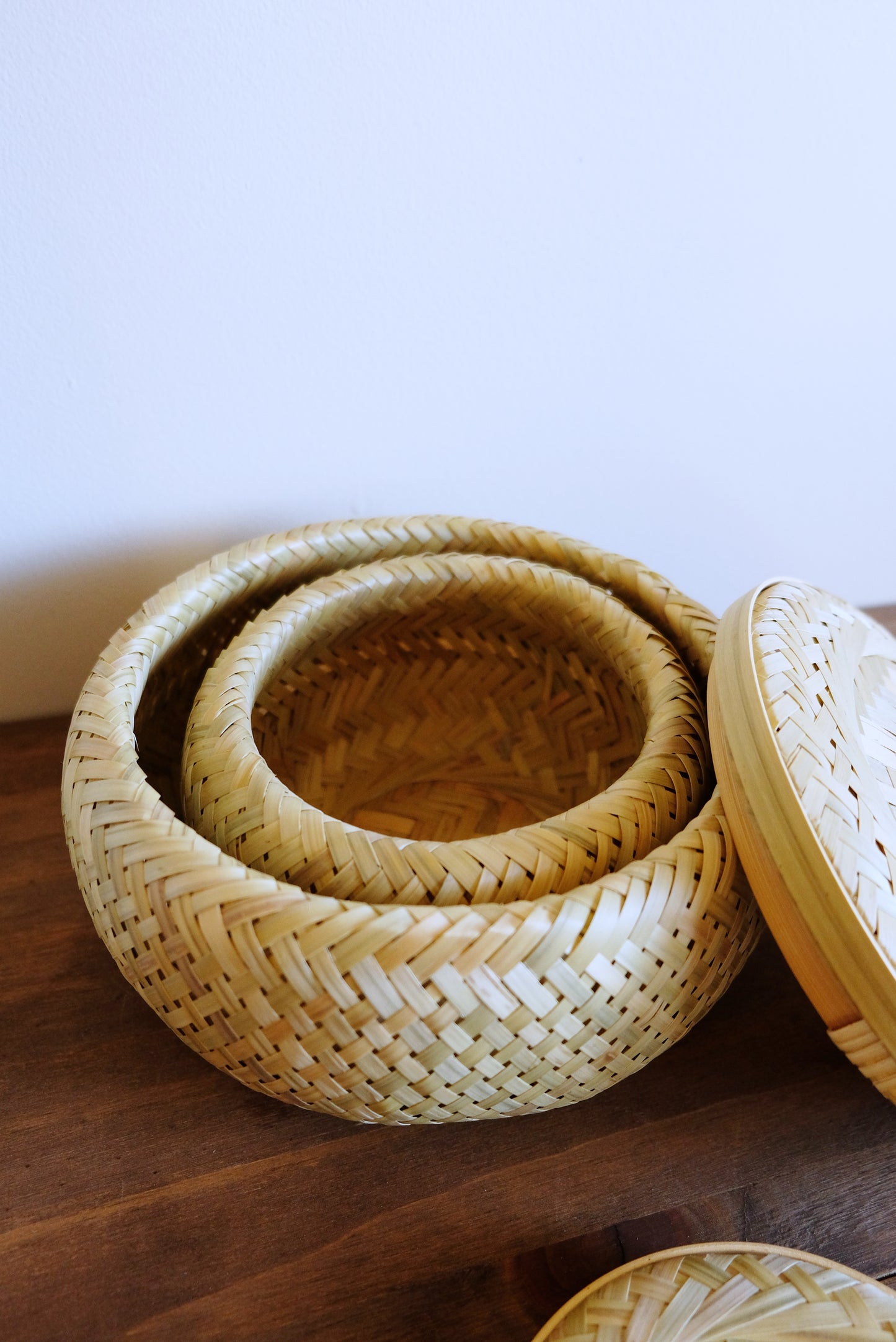 LA LUNE Nested Bamboo Basket Set with lids