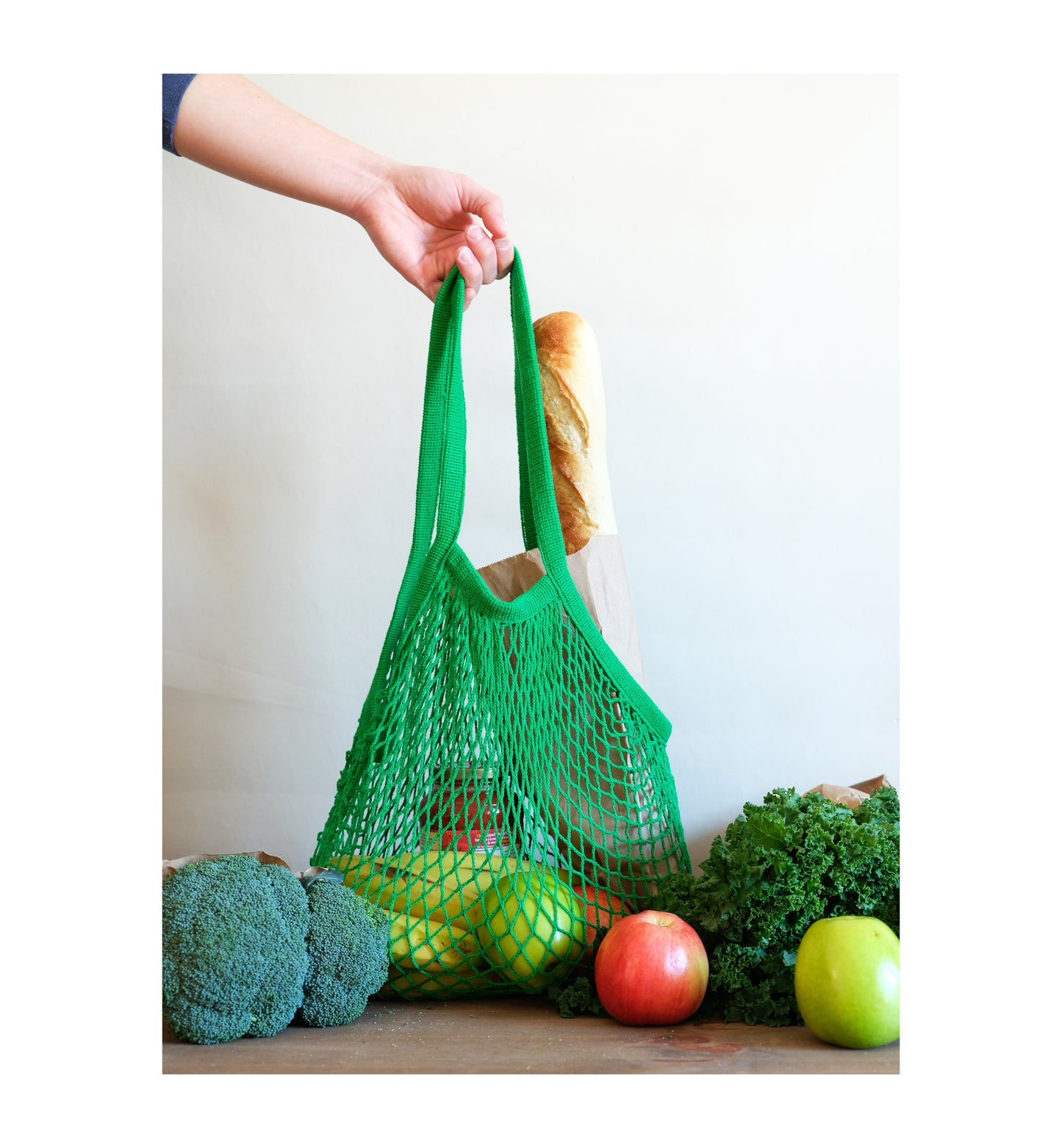 Forest Green Long Net Market Bag