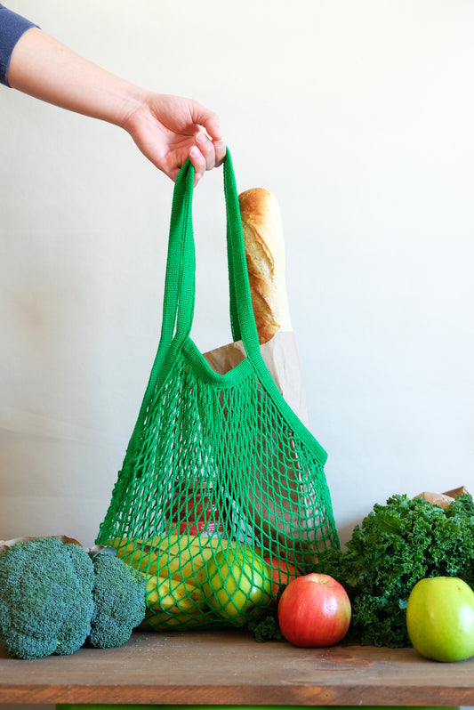 Forest Green Long Net Market Bag