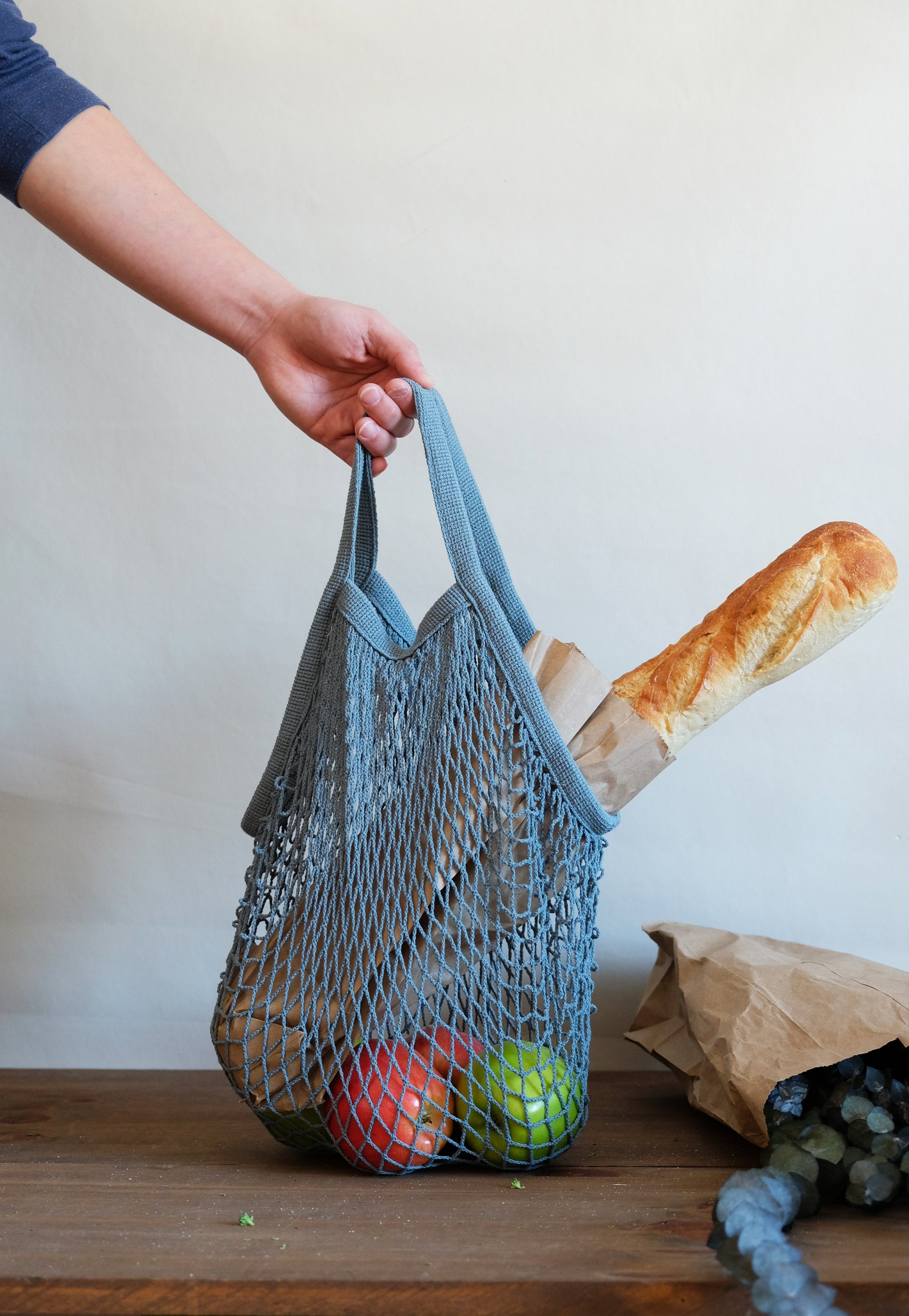 Stone Blue Short Net Market Bag – OOWLSTUDIO - Main Image