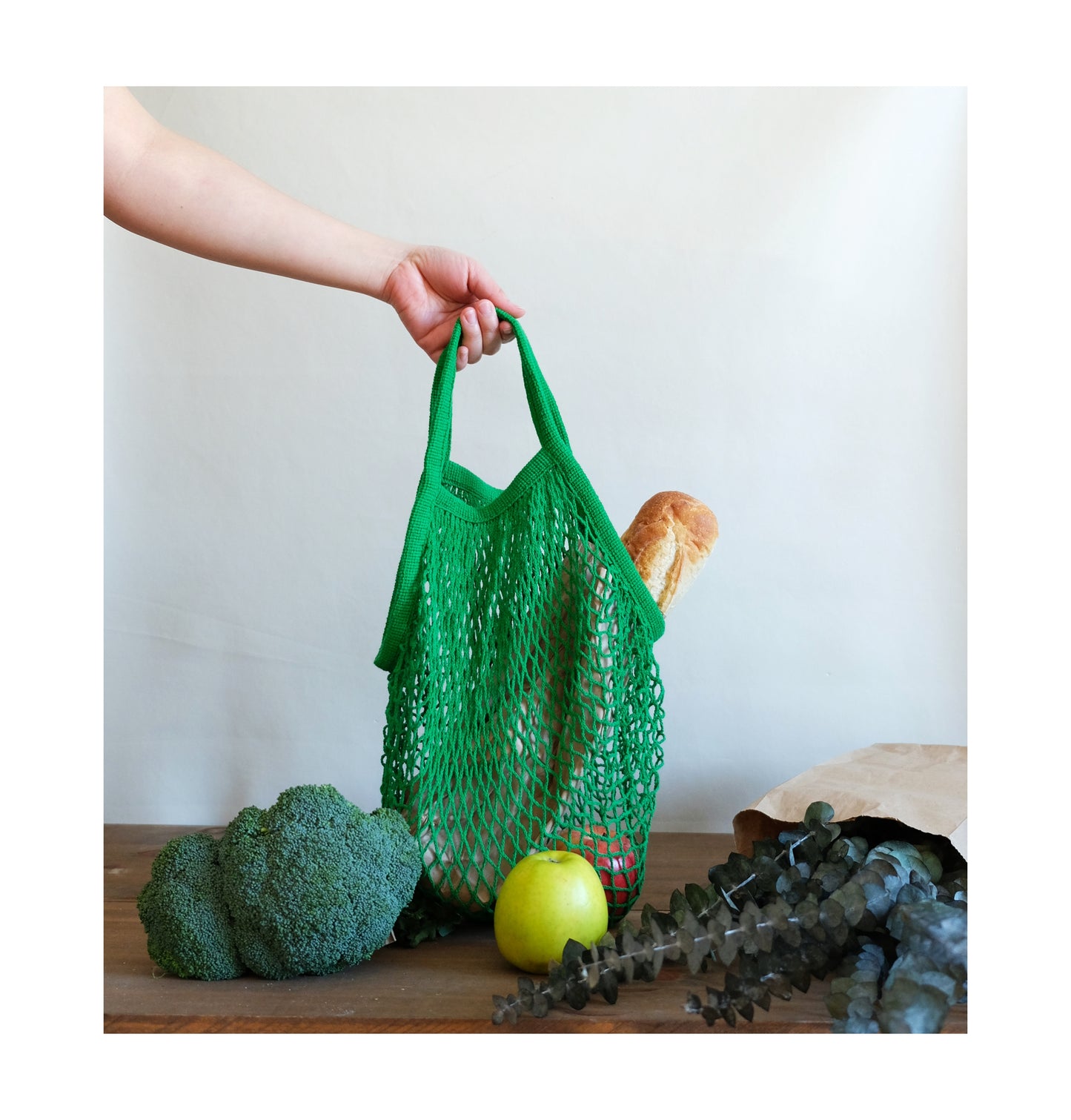 Forest Green Short Net Market Bag