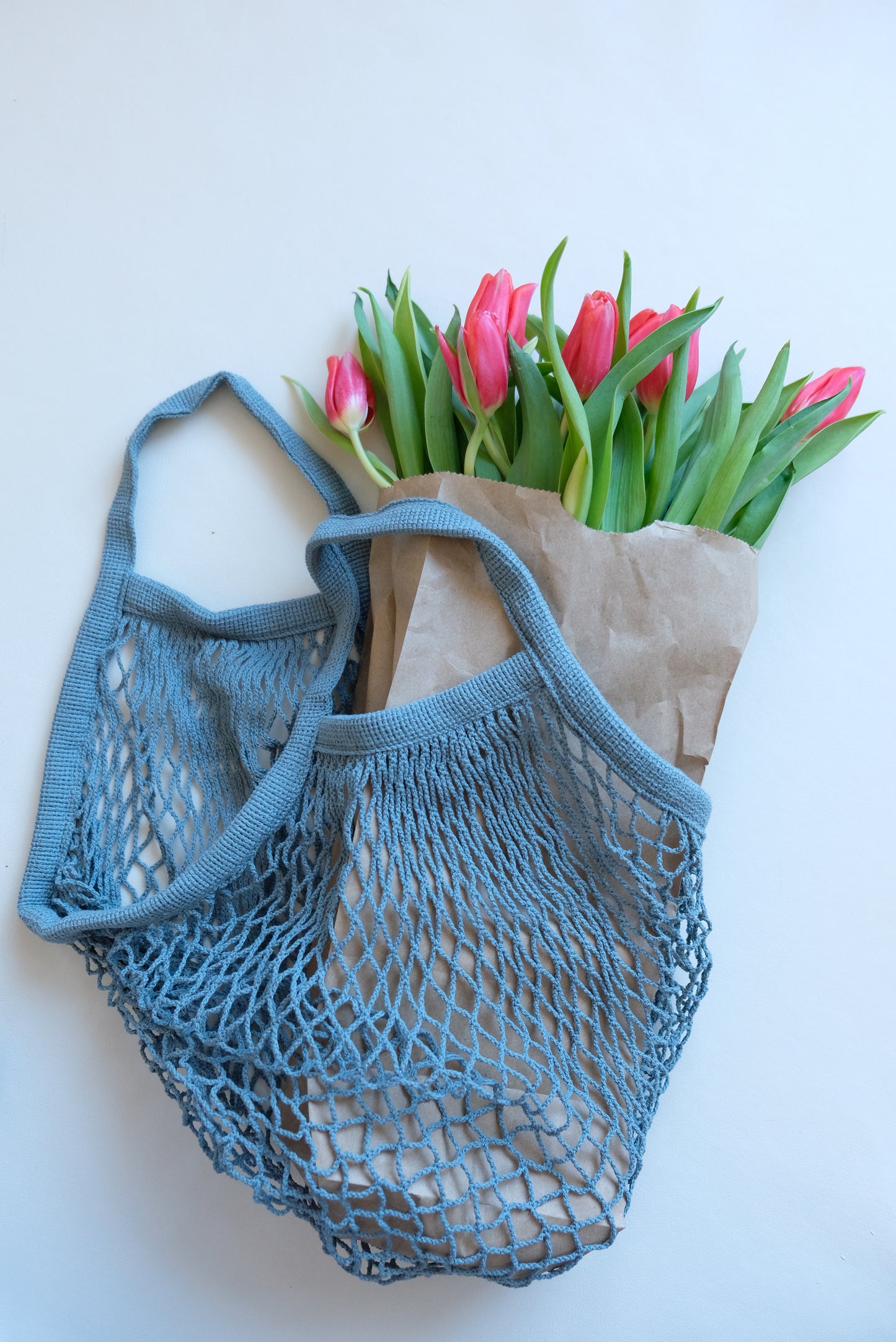 Stone Blue Short Net Market Bag