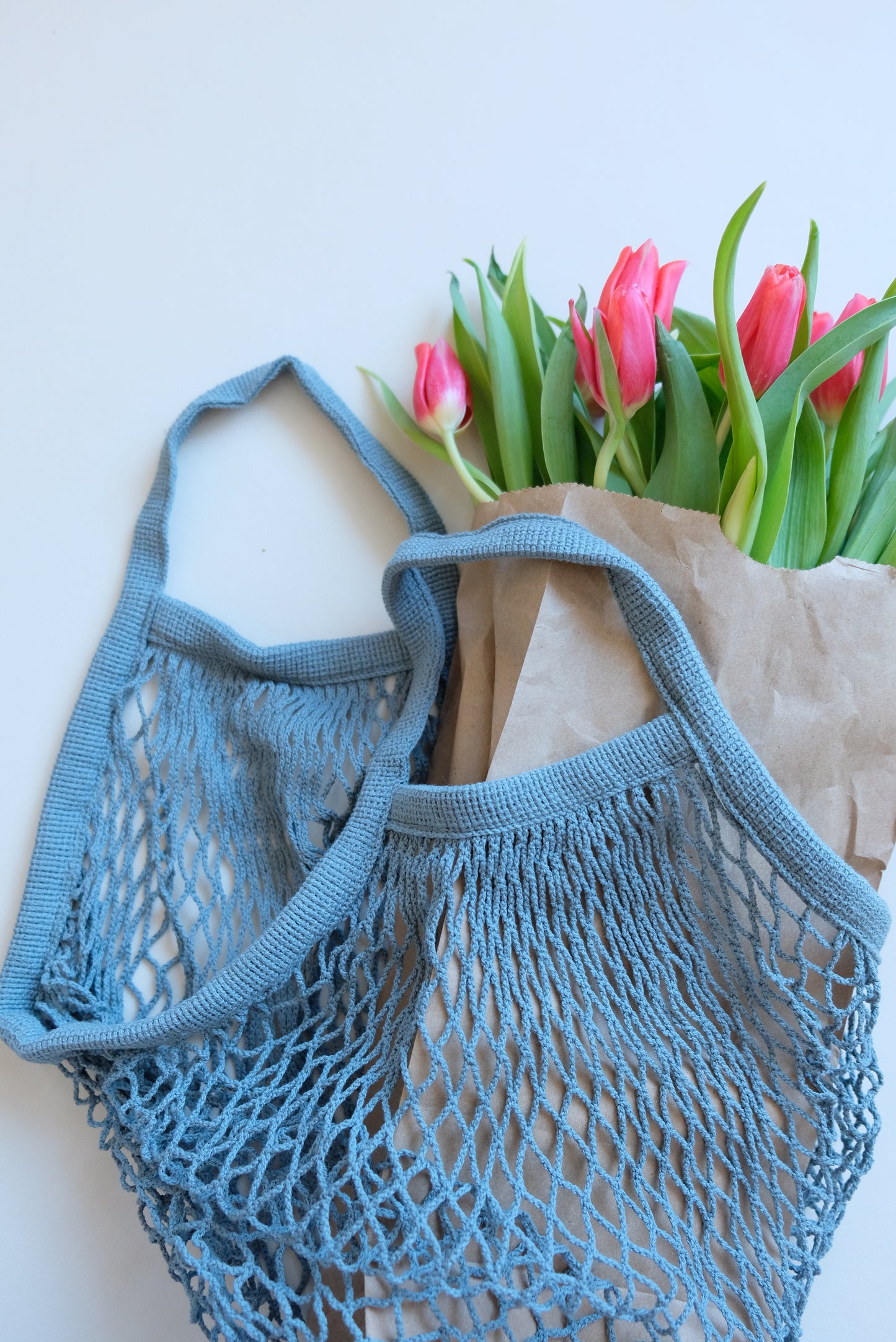 Stone Blue Short Net Market Bag