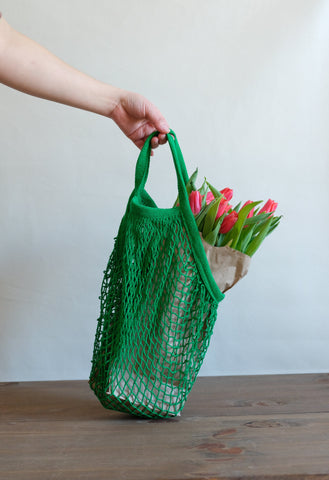 Forest Green Short Net Market Bag