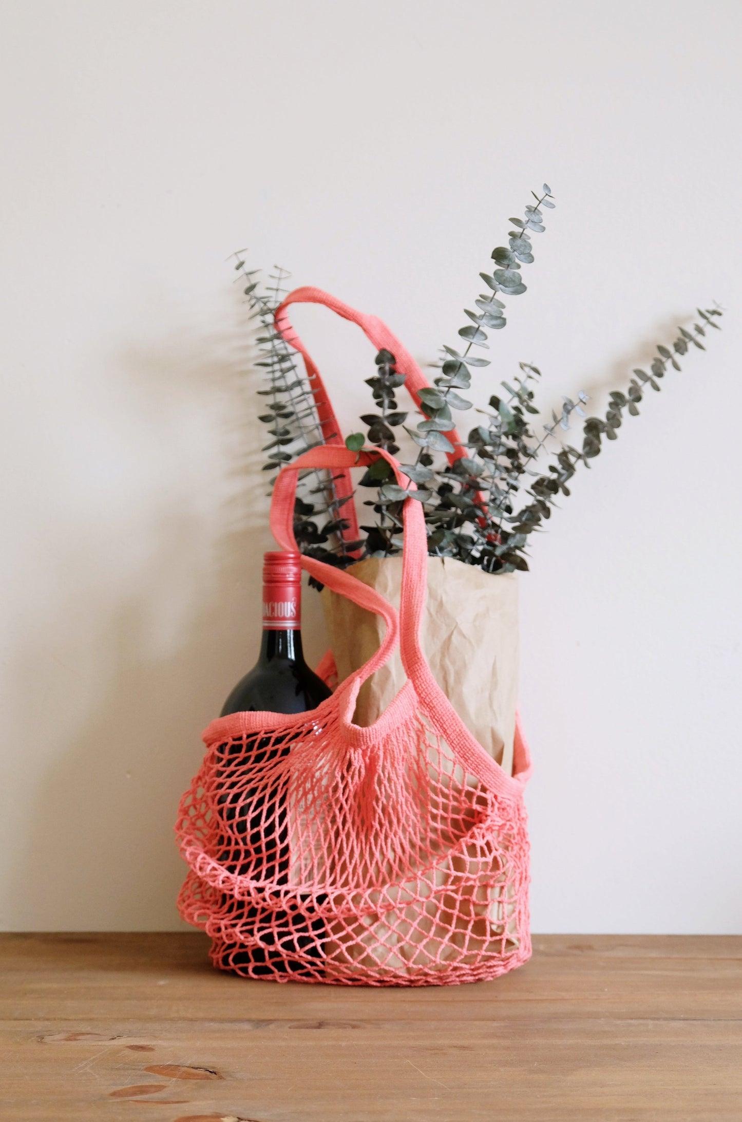 Flamingo Coral Net Market Bag