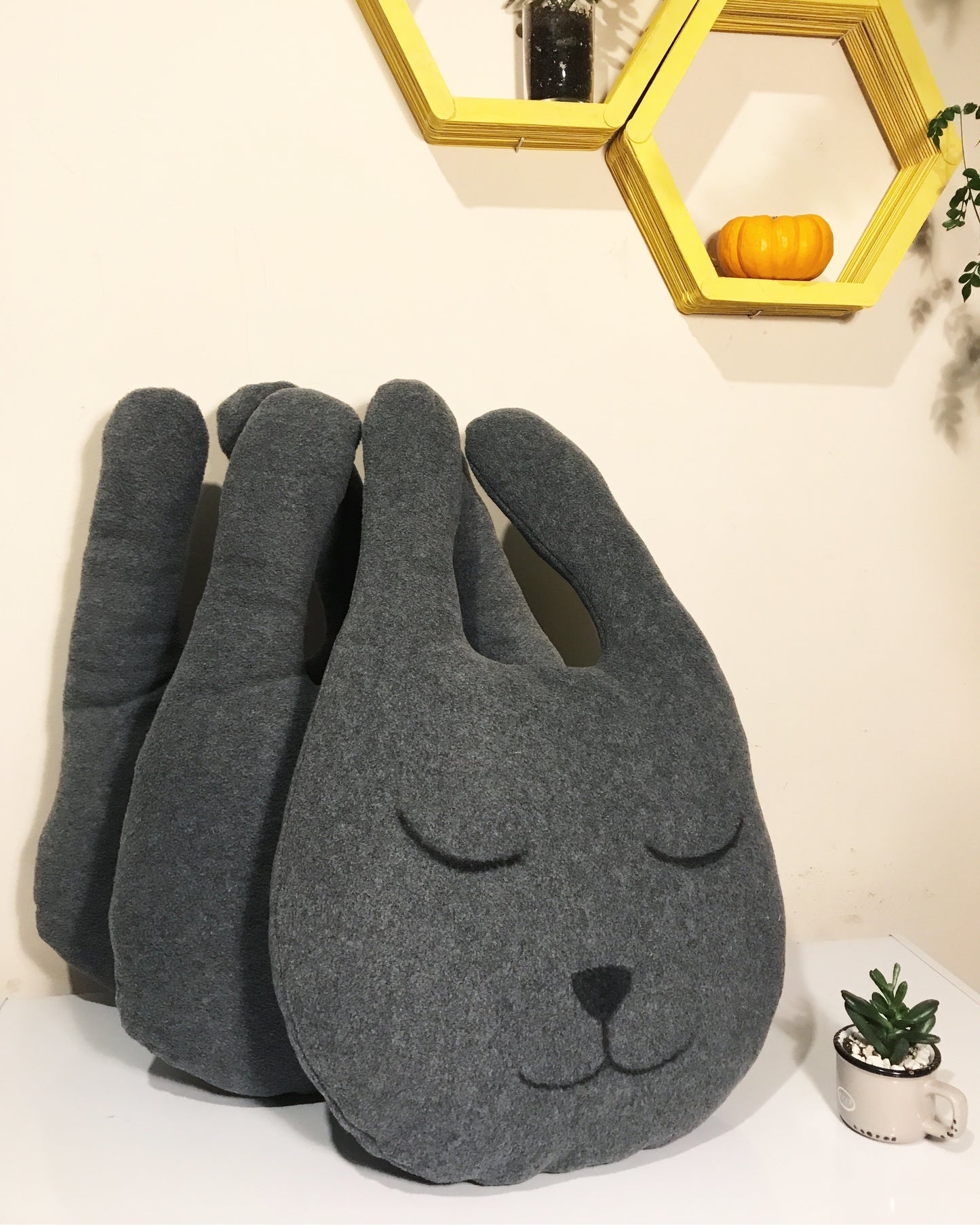 Gray Bunny Pillow