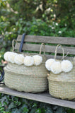 Elegant white Belly basket, blanket basket, bedroom decor, living room basket, nursery decor, kids room decor,