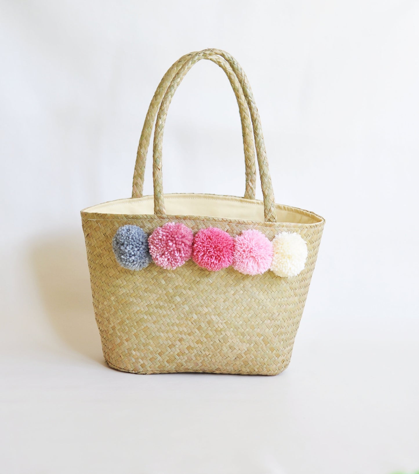 Large Seagrass Pompom Tote bag