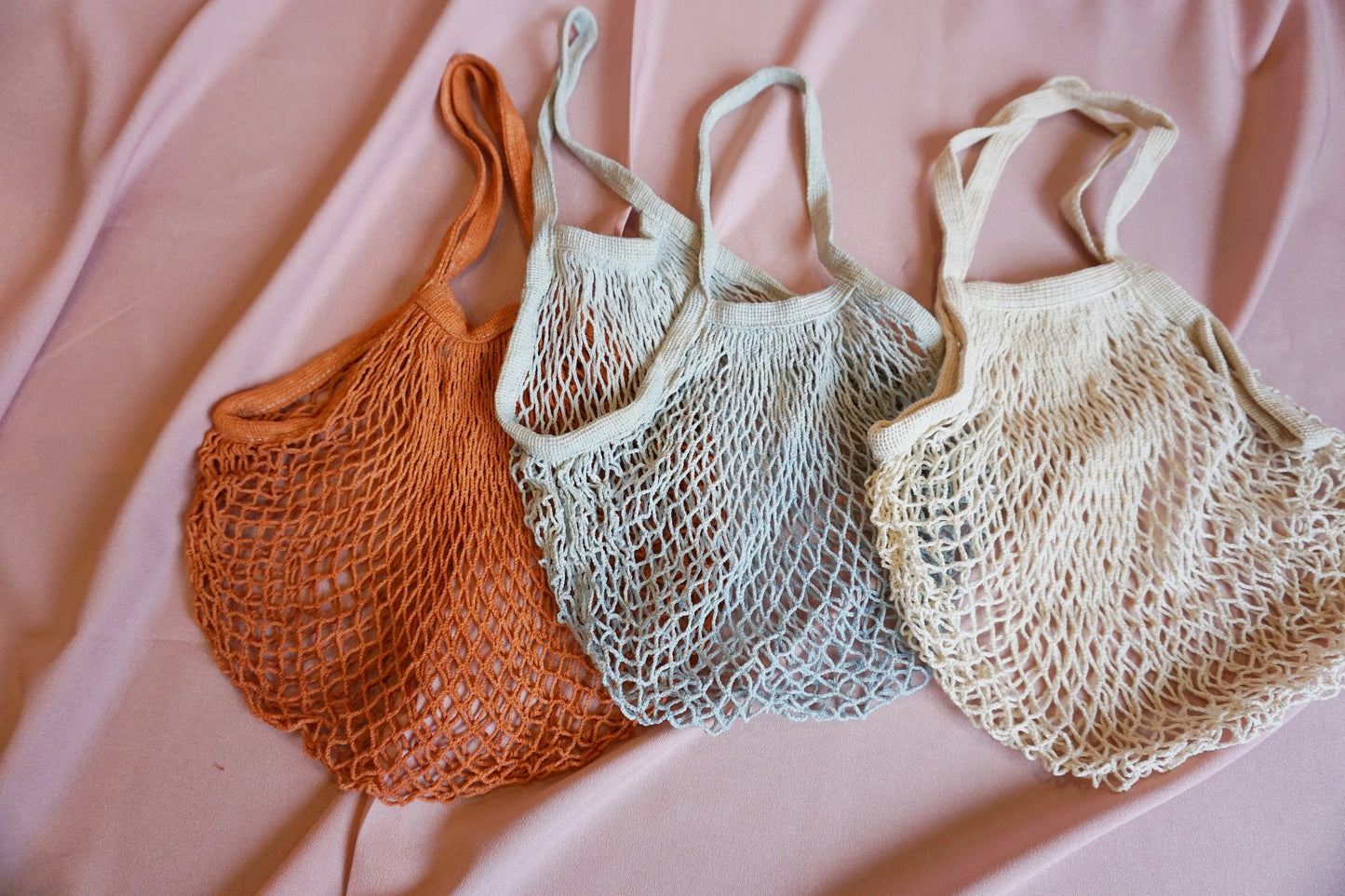 Handdyed net bag in solid colour