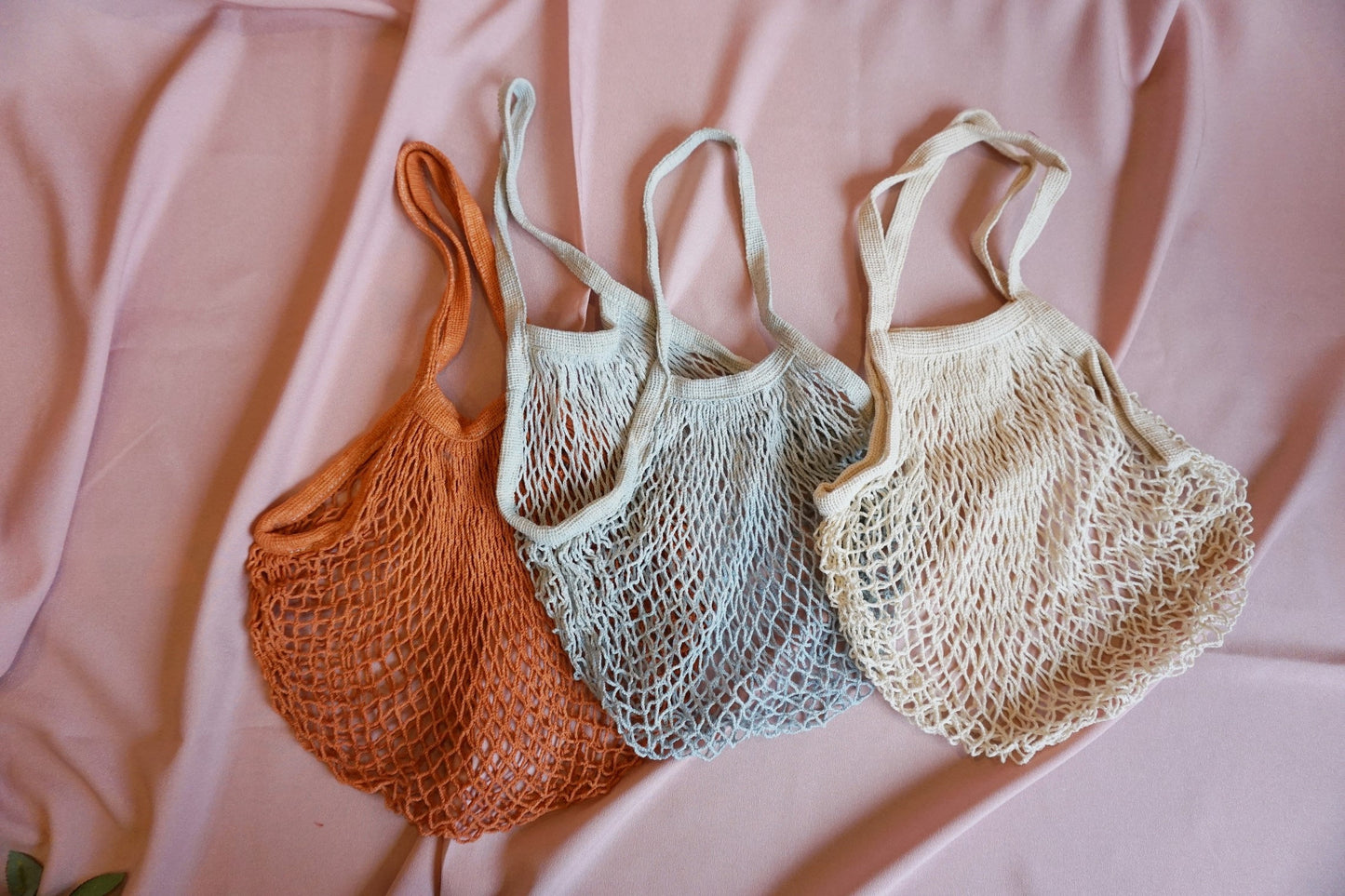 Handdyed net bag in solid colour