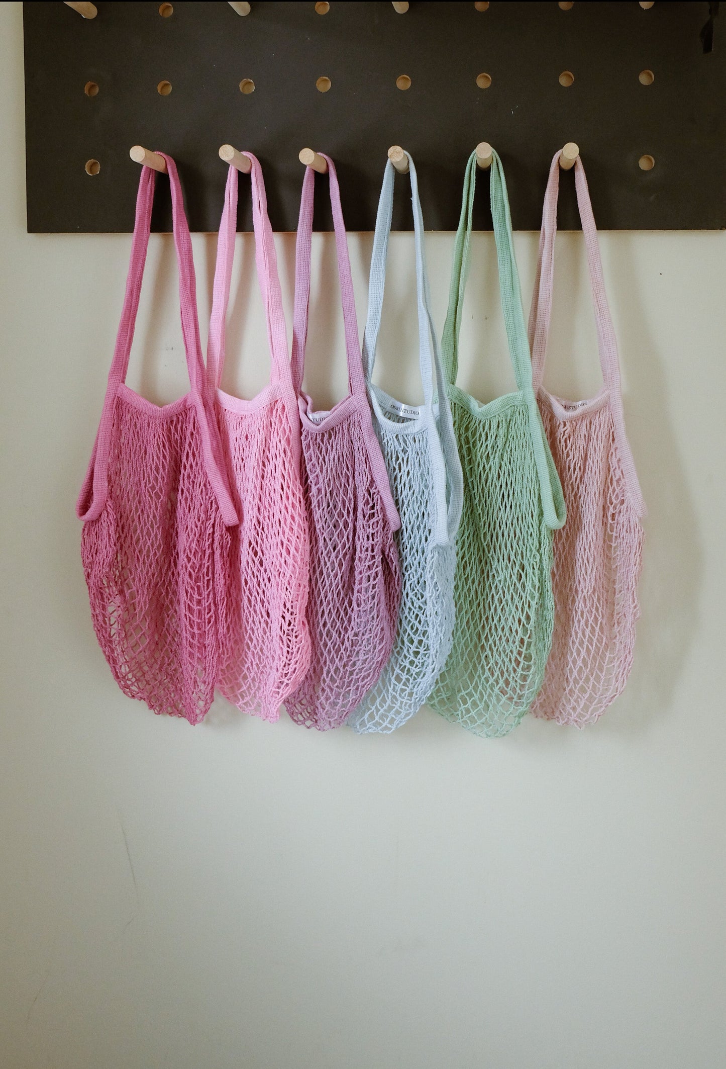 Market String Bag, net bag in soft pastel