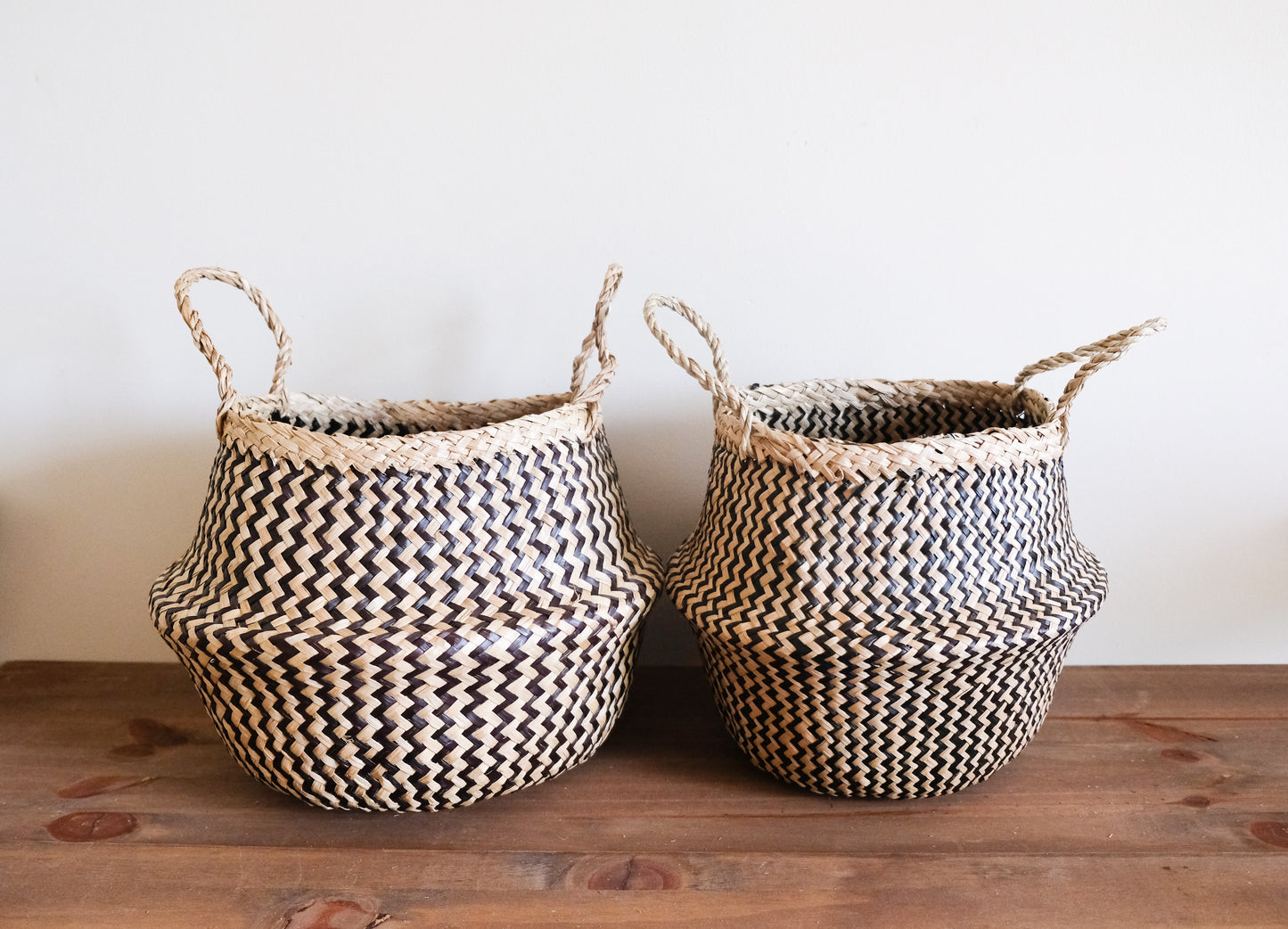 Black Zigzac Foldable Seagrass Basket