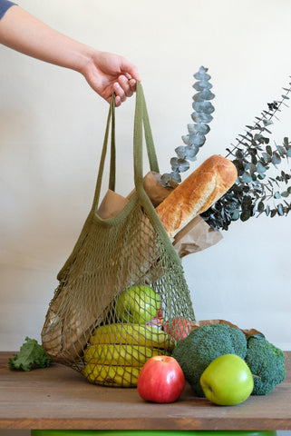 Olive Long Net Market Bag