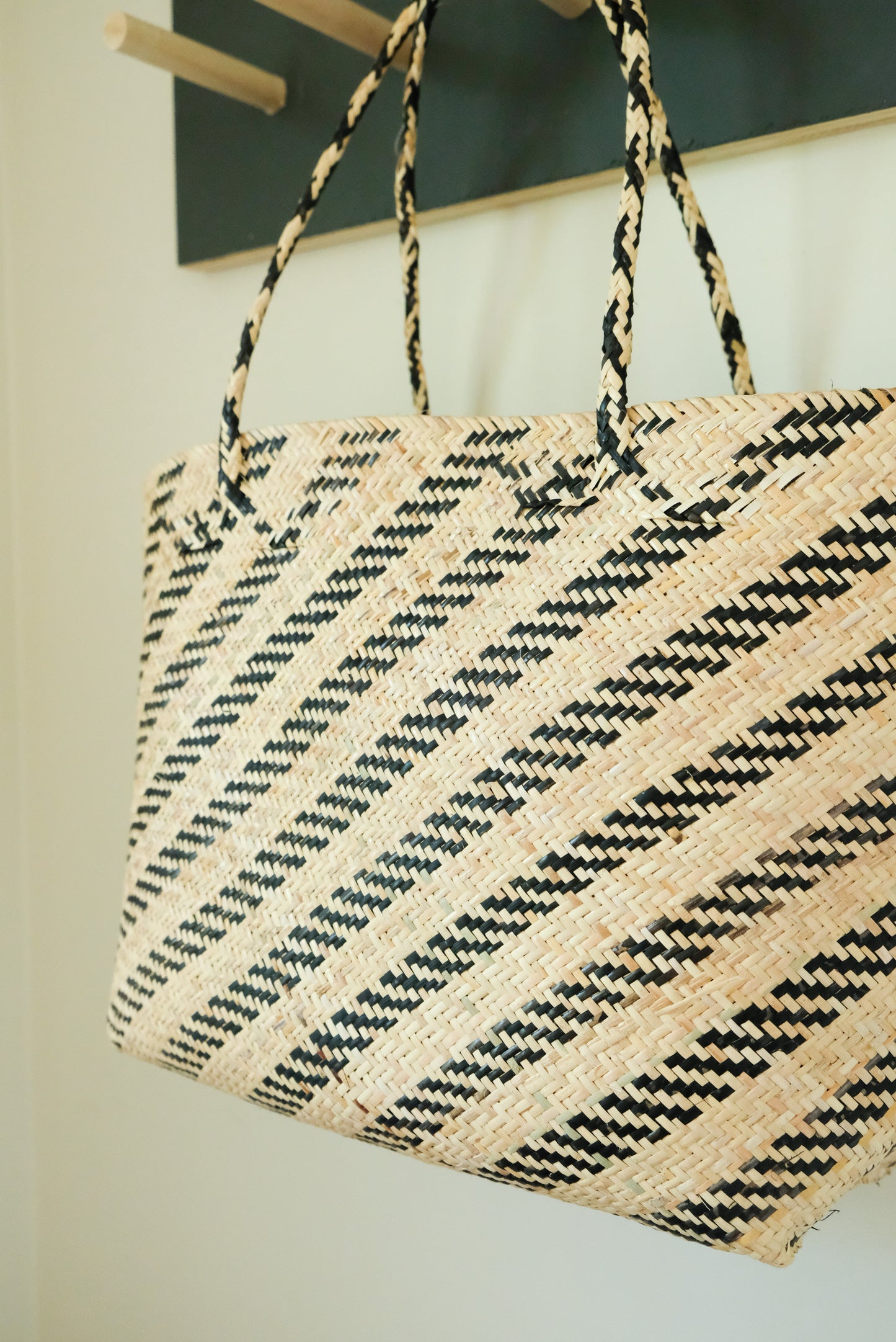 LAYLA soft rattan tote with woven straps