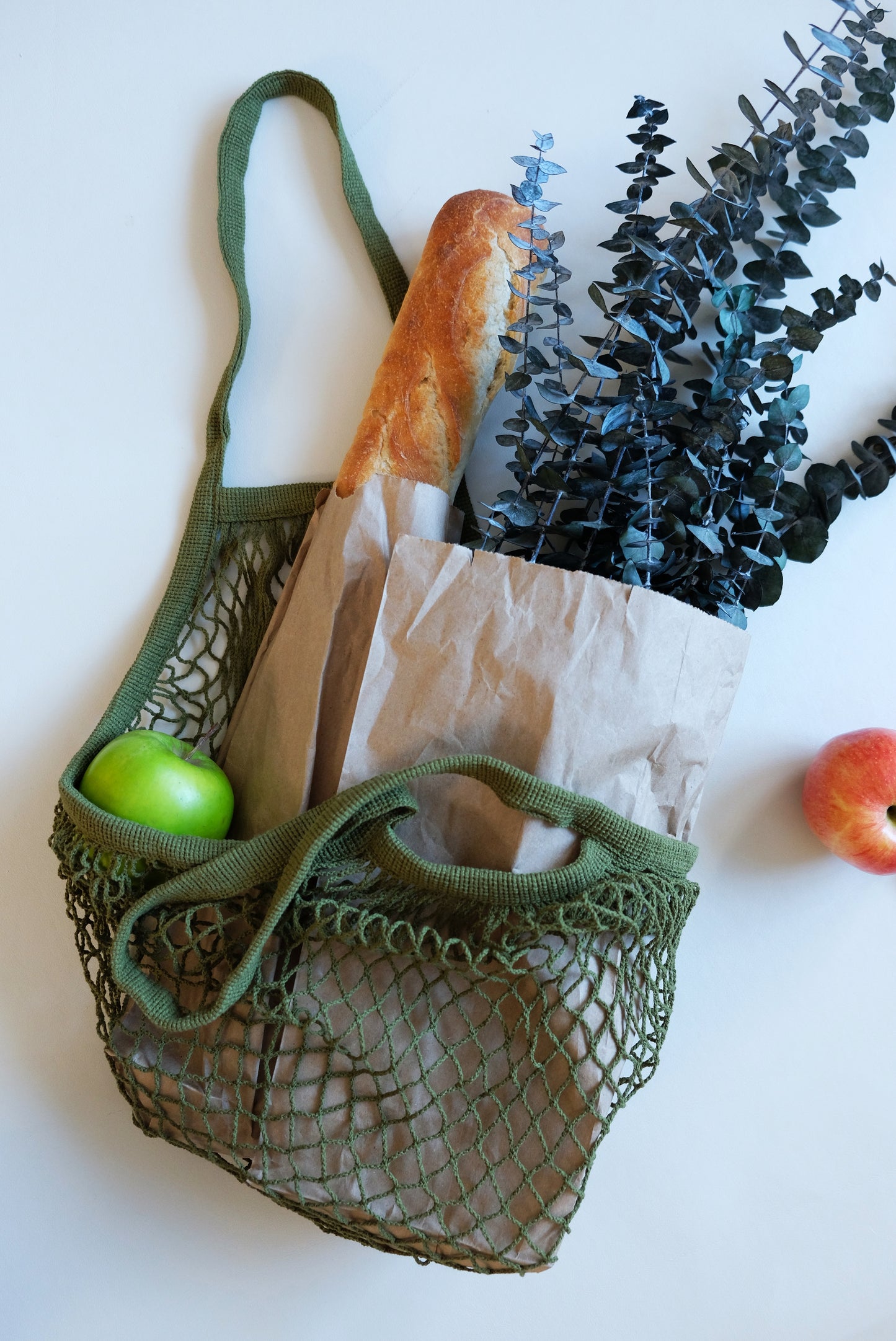 Olive Long Net Market Bag