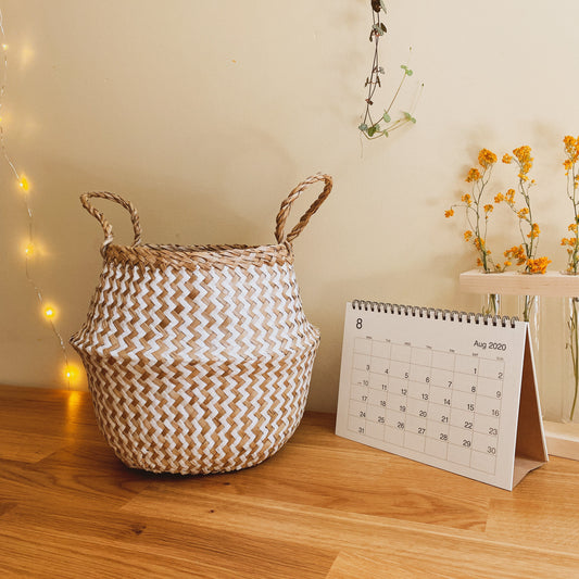 Zigzag White Pattern Belly Basket