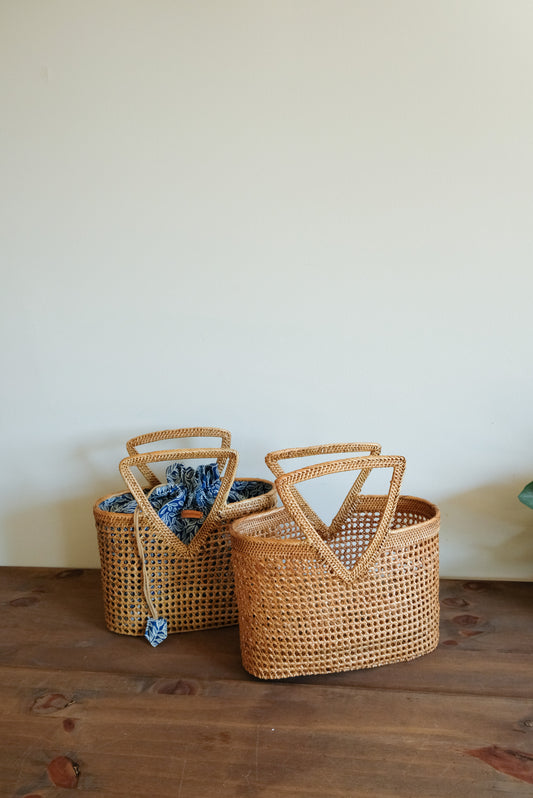 Rhoda Top Handle Rattan Bag