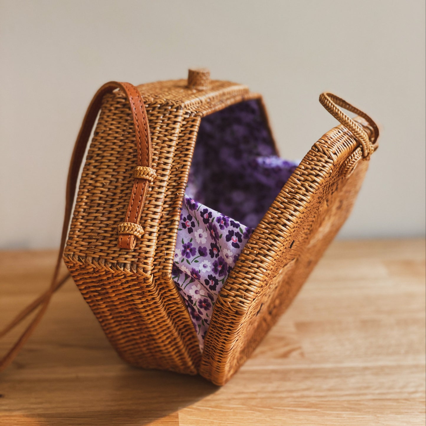 Hexagon shape Rattan bag