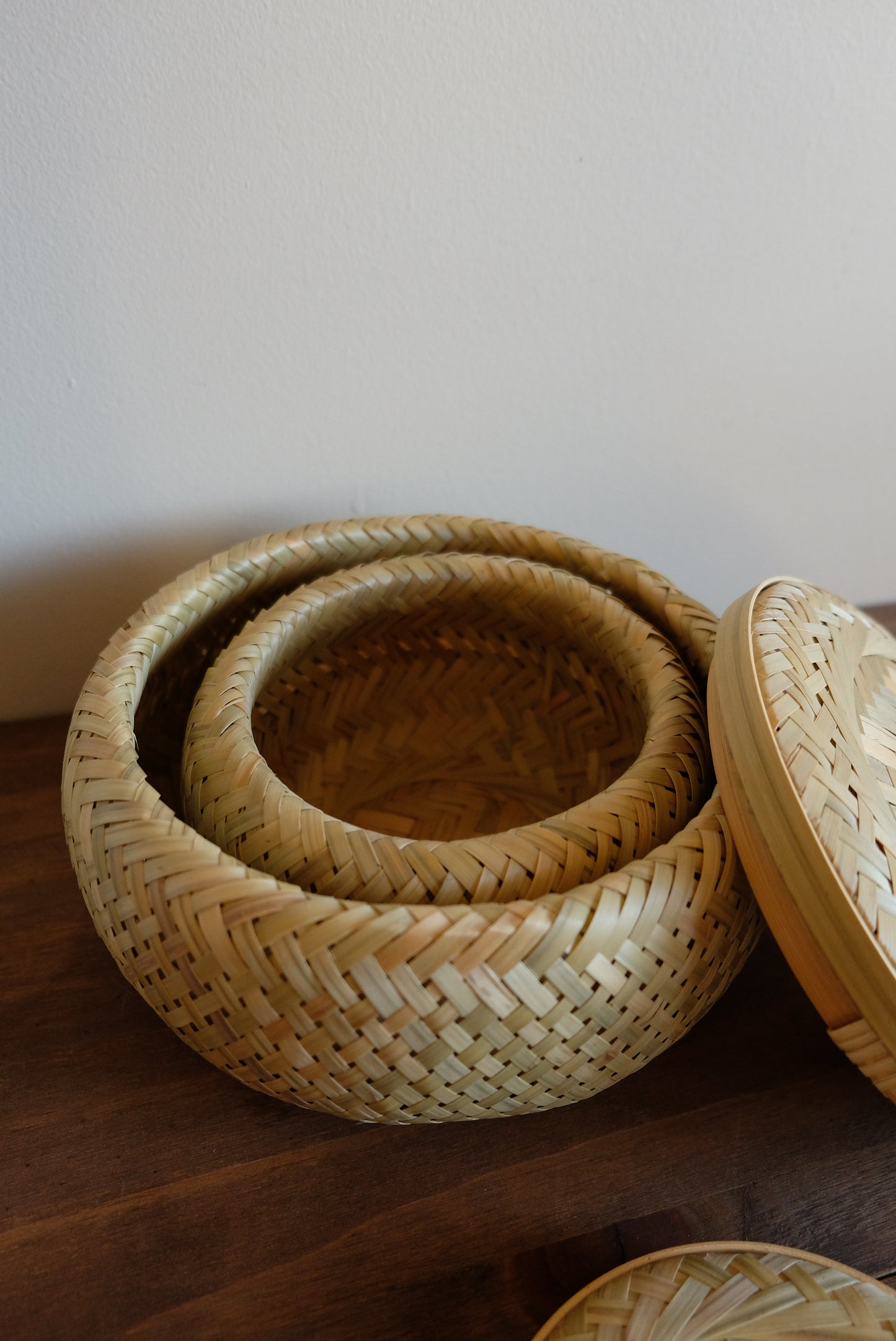 LA LUNE Nested Bamboo Basket Set with lids